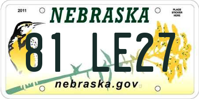 NE license plate 81LE27