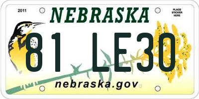 NE license plate 81LE30