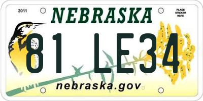 NE license plate 81LE34