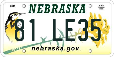 NE license plate 81LE35