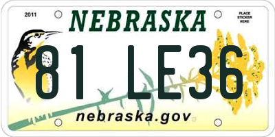 NE license plate 81LE36