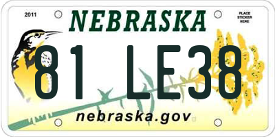 NE license plate 81LE38