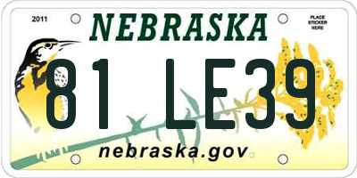 NE license plate 81LE39