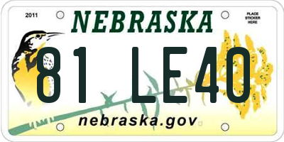 NE license plate 81LE40