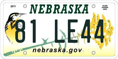 NE license plate 81LE44