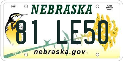 NE license plate 81LE50