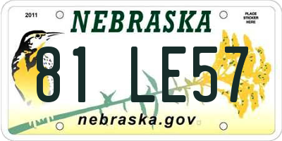 NE license plate 81LE57