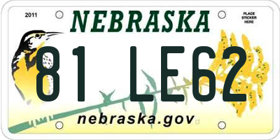 NE license plate 81LE62
