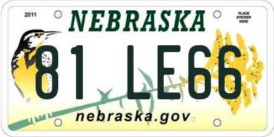 NE license plate 81LE66