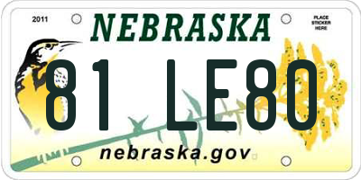 NE license plate 81LE80