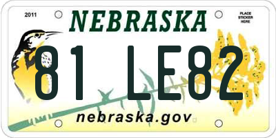 NE license plate 81LE82