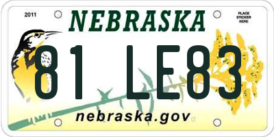 NE license plate 81LE83