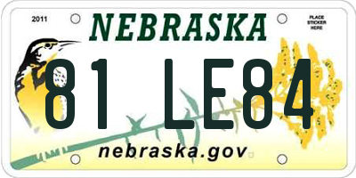 NE license plate 81LE84