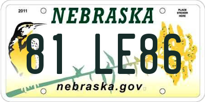 NE license plate 81LE86