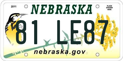 NE license plate 81LE87