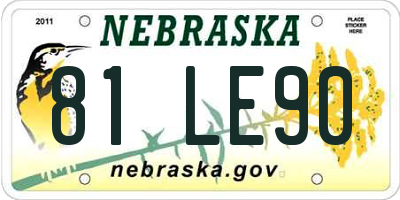 NE license plate 81LE90