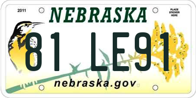 NE license plate 81LE91
