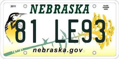 NE license plate 81LE93