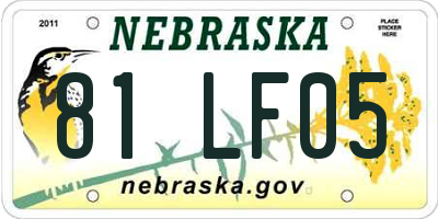 NE license plate 81LF05