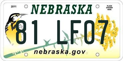 NE license plate 81LF07
