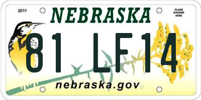 NE license plate 81LF14