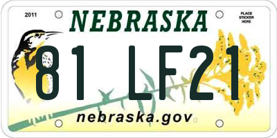 NE license plate 81LF21