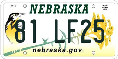 NE license plate 81LF25