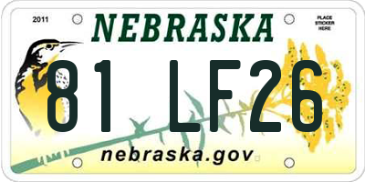 NE license plate 81LF26