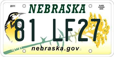 NE license plate 81LF27