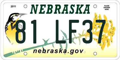 NE license plate 81LF37