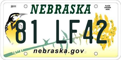 NE license plate 81LF42