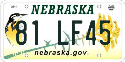NE license plate 81LF45