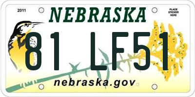 NE license plate 81LF51