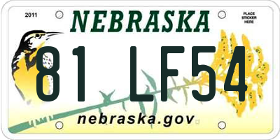 NE license plate 81LF54