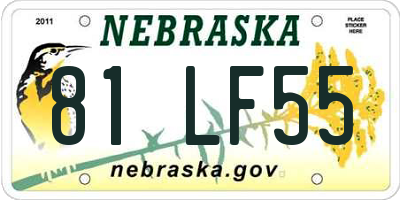 NE license plate 81LF55