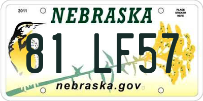 NE license plate 81LF57