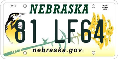 NE license plate 81LF64