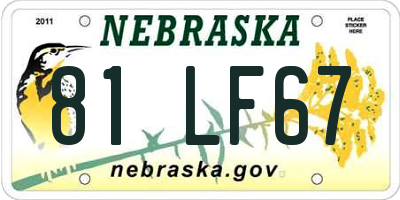 NE license plate 81LF67