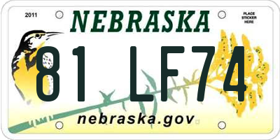 NE license plate 81LF74
