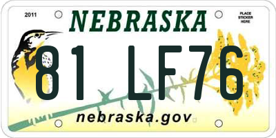 NE license plate 81LF76