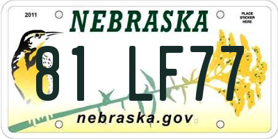 NE license plate 81LF77