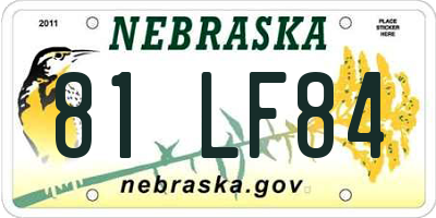 NE license plate 81LF84