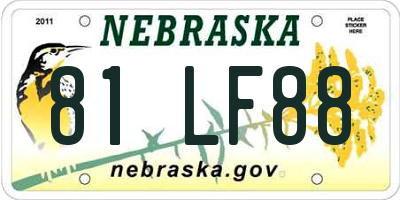 NE license plate 81LF88