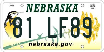NE license plate 81LF89