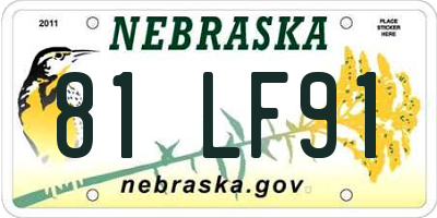NE license plate 81LF91