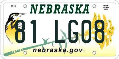 NE license plate 81LG08