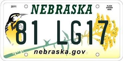NE license plate 81LG17