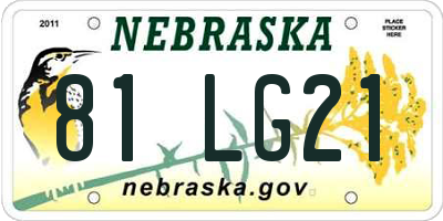 NE license plate 81LG21