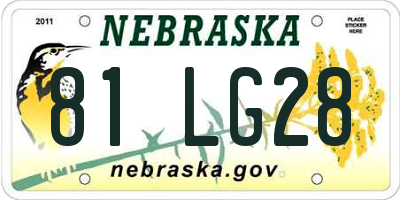 NE license plate 81LG28
