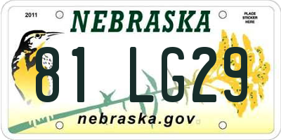 NE license plate 81LG29